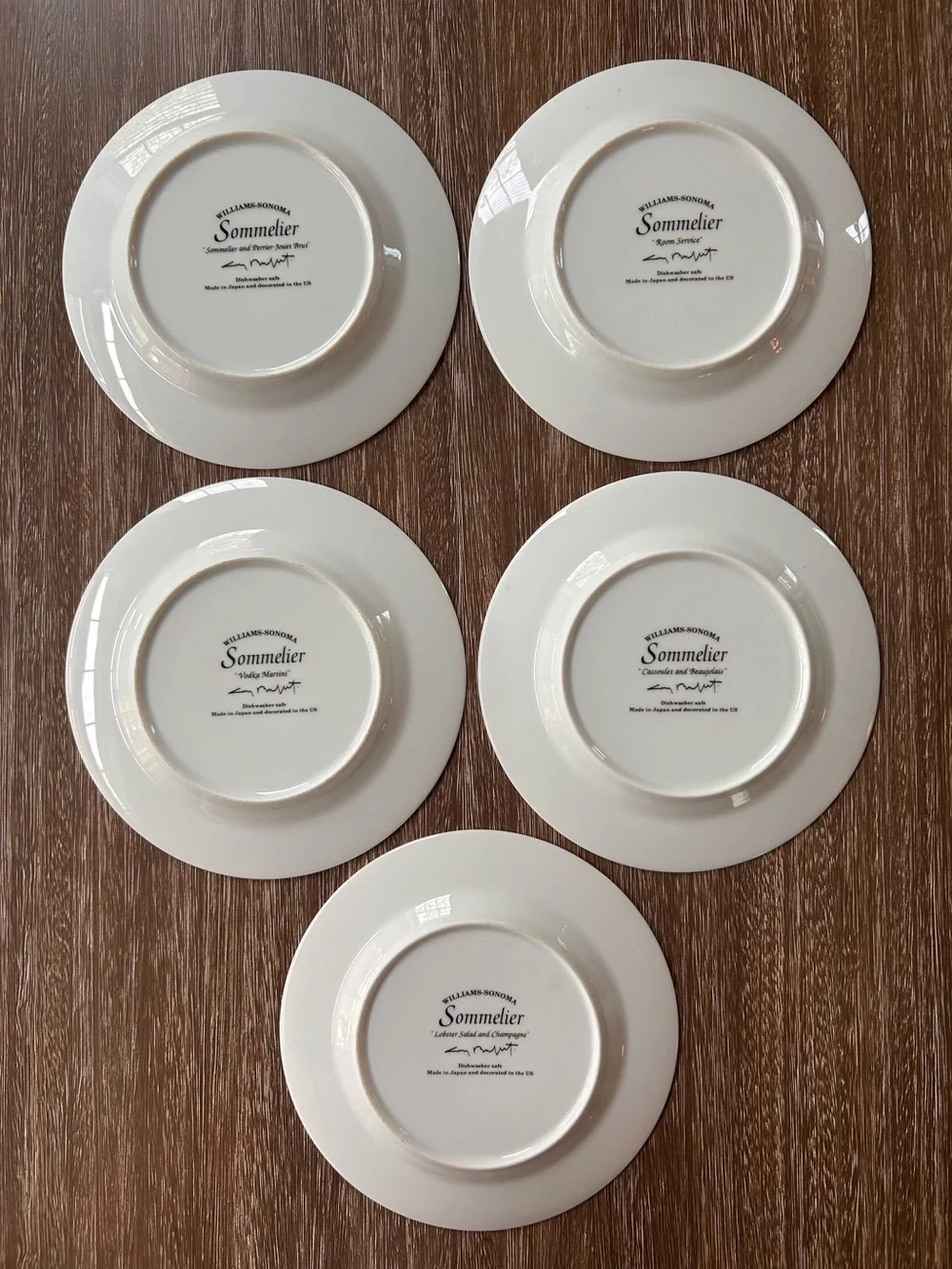 Williams Sonoma Set of 5 Sommelier Salad Plates